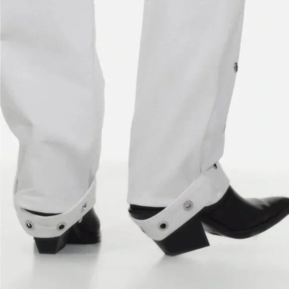 NWT Chakshyn 'Grommet' Straight Leg Eyelet Cotton Jeans Pants - Picture 4 of 5